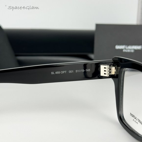 NEW Saint Laurent  SL 469 New Wave 001 Black Square Unisex Eyeglasses - Picture 5 of 9